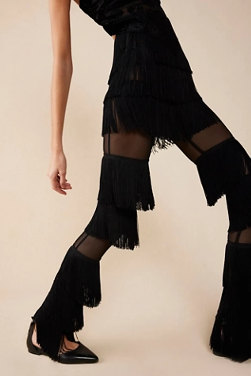 Spliced Fringe Boot Pants