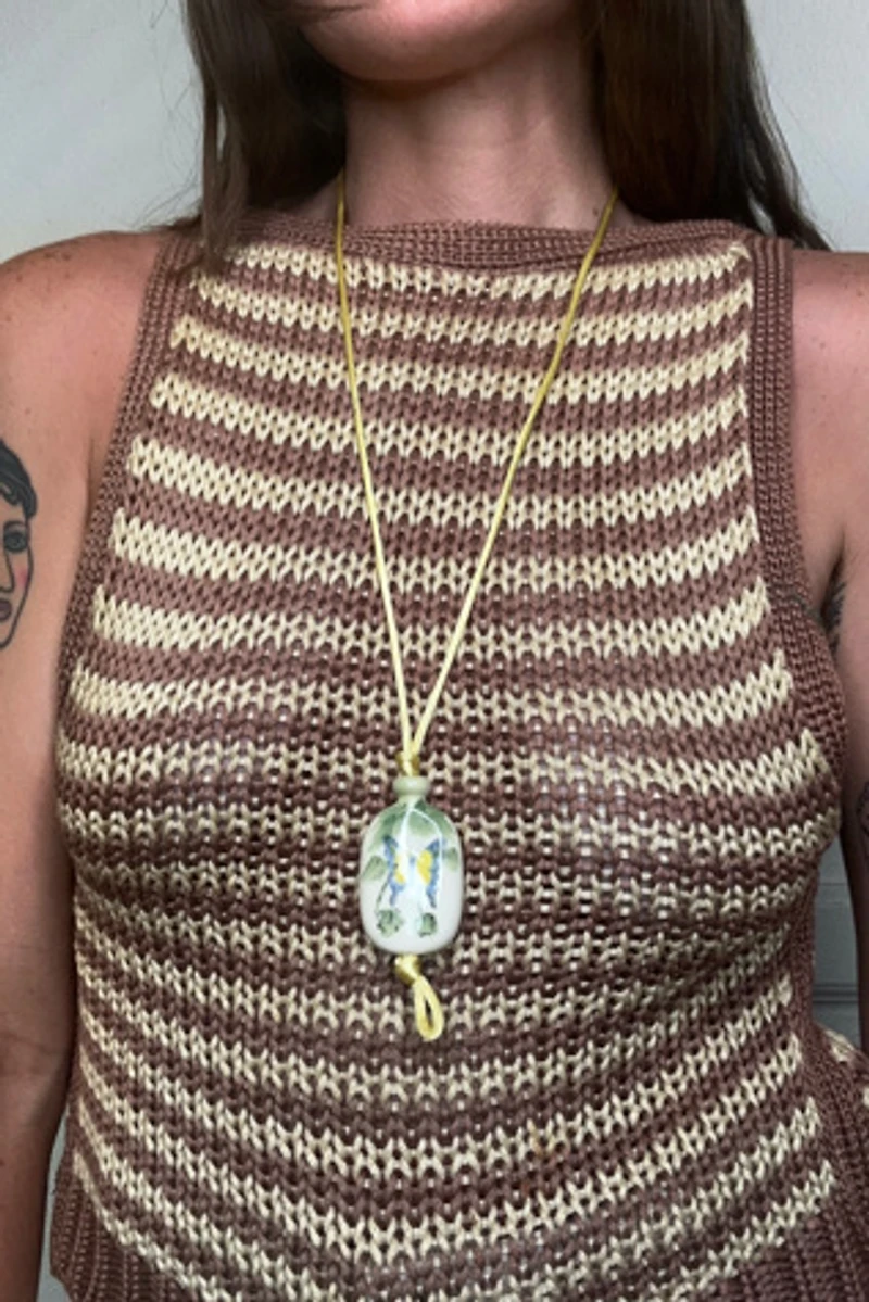1960s Ceramic Butterfly Pendent Necklace Selected by Cherry