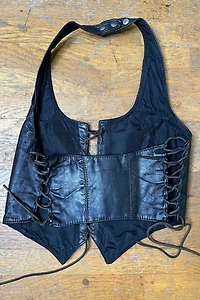 1970s Black Leather Biker Halter Selected by Cherry