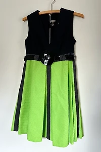 1960s Lime Green & Black Mini Dress Selected by Cherry