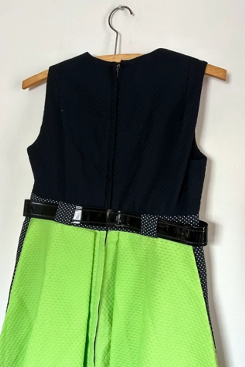 1960s Lime Green & Black Mini Dress Selected by Cherry