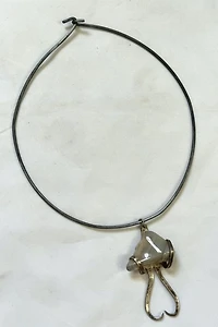 1960s Brutalist Silver Choker with Stone Selected by Cherry
