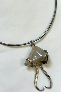 1960s Brutalist Silver Choker with Stone Selected by Cherry