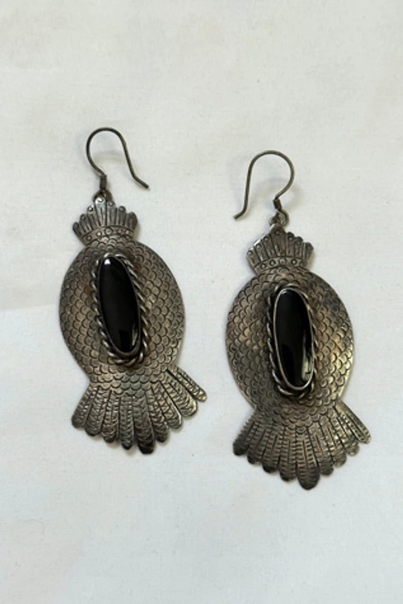 Sterling Silver Southwest Earrings with Black Stone Selected by Cherry