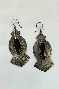 Sterling Silver Southwest Earrings with Black Stone Selected by Cherry