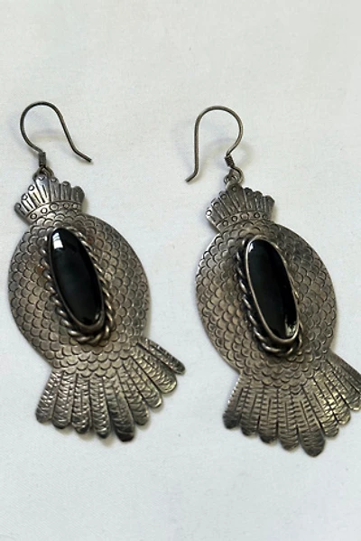 Sterling Silver Southwest Earrings with Black Stone Selected by Cherry