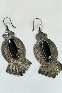 Sterling Silver Southwest Earrings with Black Stone Selected by Cherry