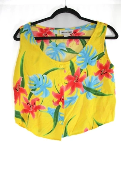 Vintage Wild Honey Hawaiian Floral Cropped Tank Selected By Moons + Junes Vintage