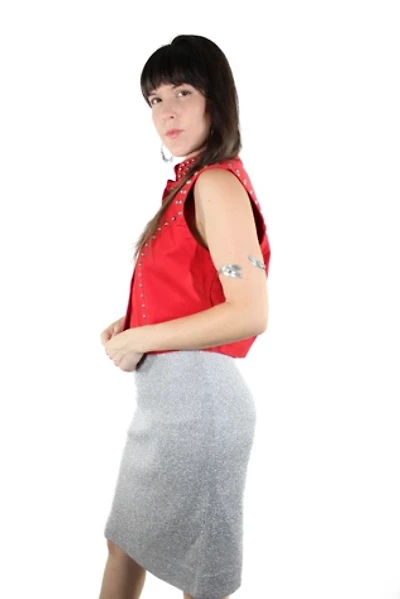 1960s Disco Shimmer Silver Midi Skirt Selected By Moons + Junes Vintage