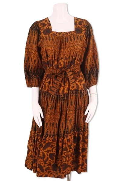 1970s Batik Cotton Peasant Dress Selected By Ritual Vintage