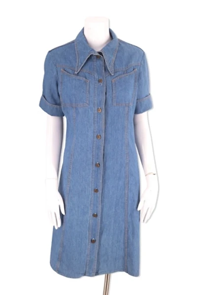 1970s Denim Button Front Shirt Dress Selected By Ritual Vintage