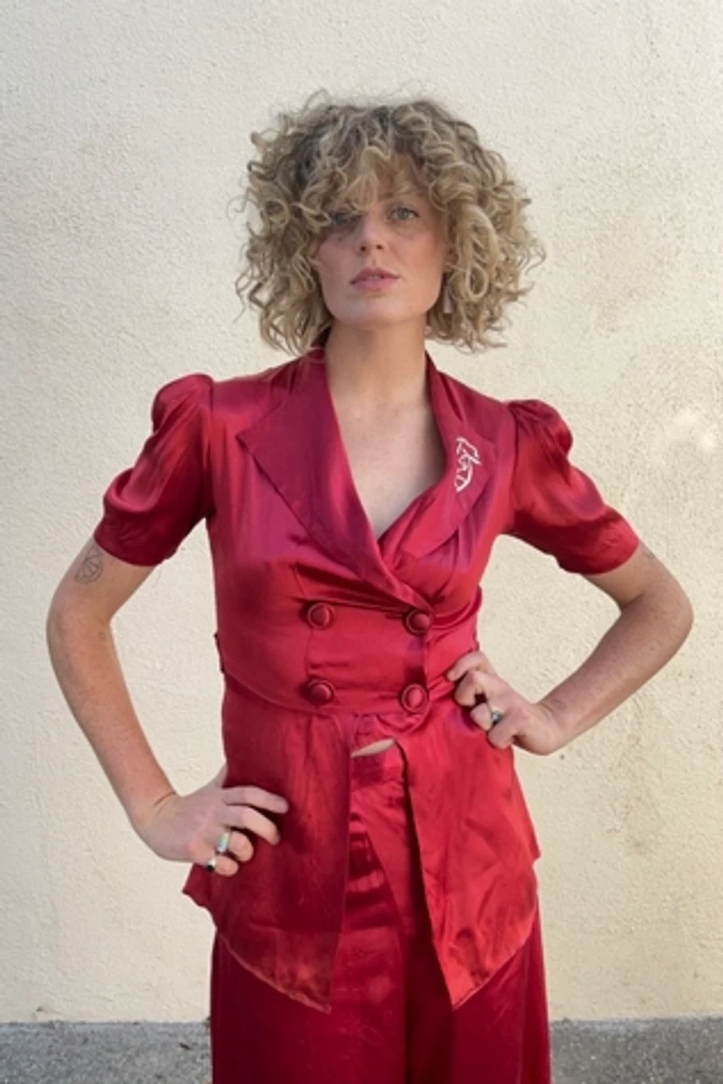 Antique Red Silk Pajama Set Selected by The Curatorial Dept.