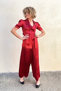 Antique Red Silk Pajama Set Selected by The Curatorial Dept.
