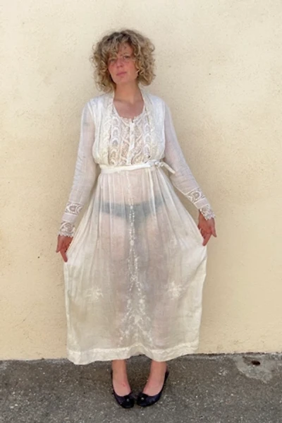 Victorian White Dress with Cape Selected by The Curatorial Dept.