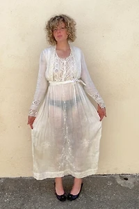 Victorian White Dress with Cape Selected by The Curatorial Dept.