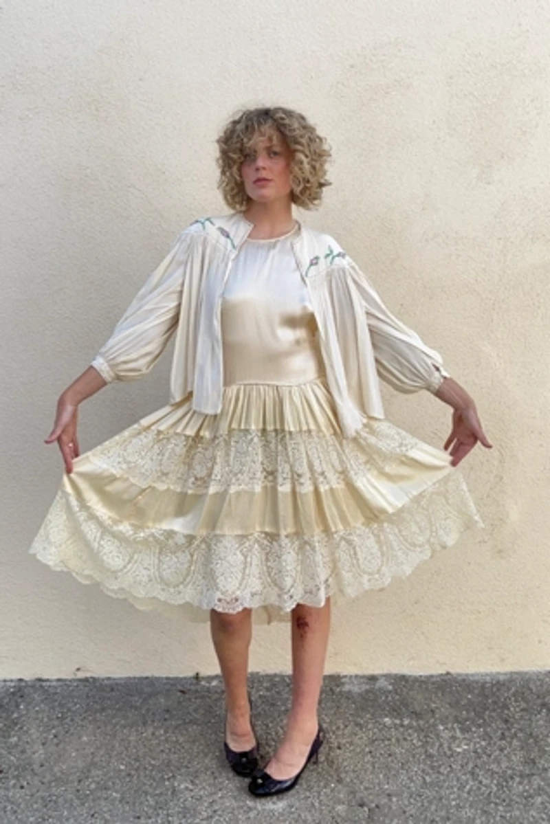 Victorian Cream Lace Dress Selected by The Curatorial Dept.