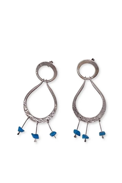 Vintage Sterling Silver and Turquoise Teardrop Hoop Earrings Selected by MARMALADE