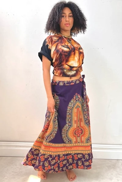 Vintage Plum Print Wrap Skirt Selected by Anna Corinna