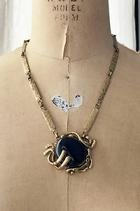 Vintage Brutalist Onyx Necklace Selected by FernMercantile