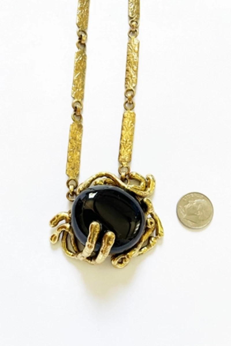 Vintage Brutalist Onyx Necklace Selected by FernMercantile