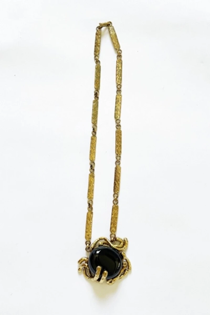 Vintage Brutalist Onyx Necklace Selected by FernMercantile