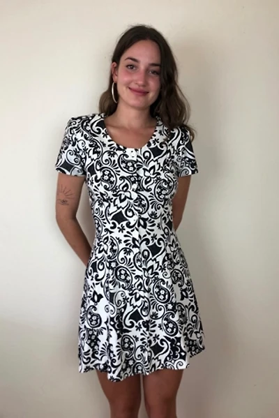 1990s Vintage Floral Knit Skater Dress Selected by Picky Jane