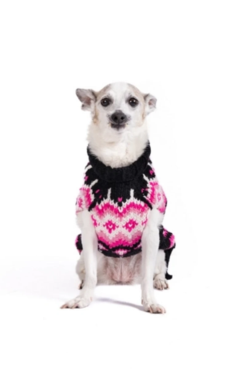 Chilly Dog Artic Pink Wool Fairisle Sweater