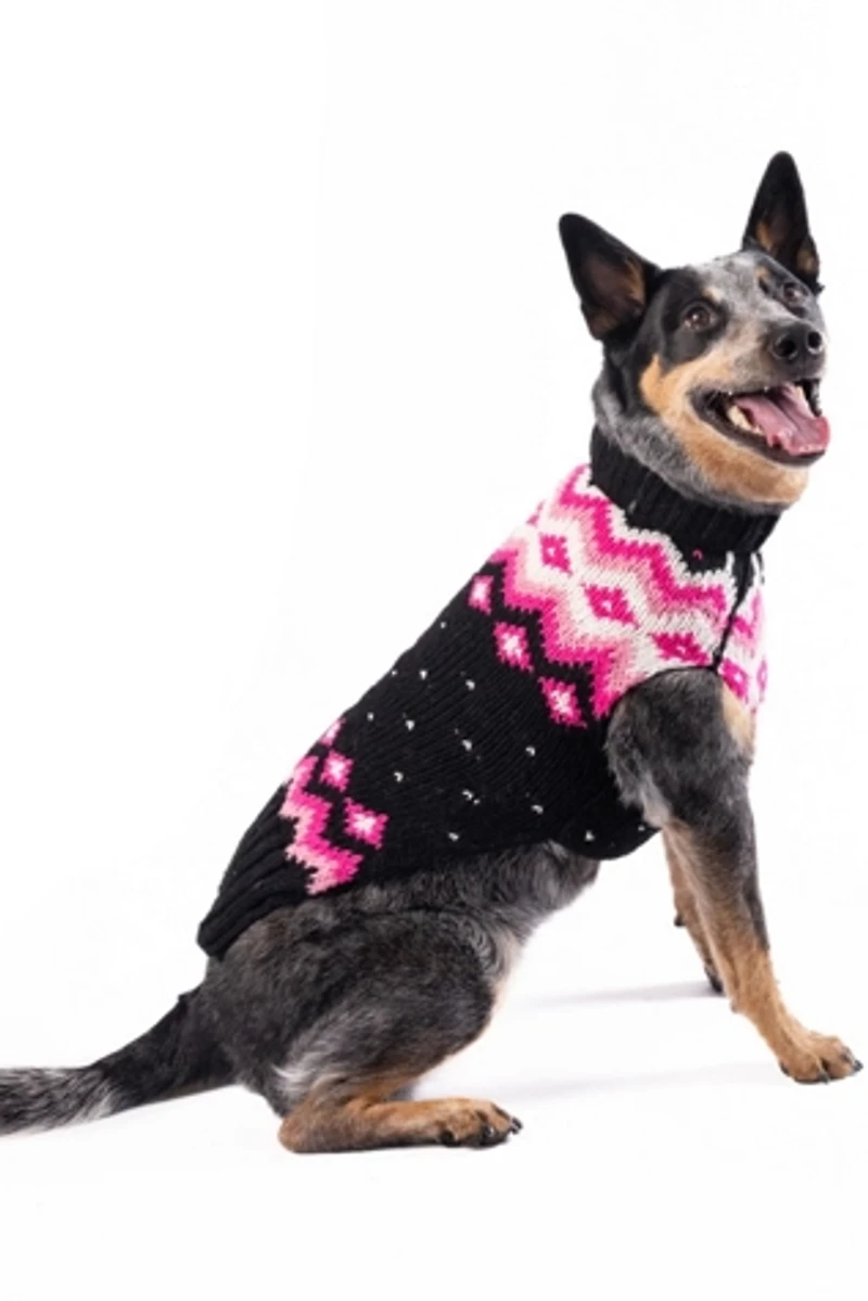 Chilly Dog Artic Pink Wool Fairisle Sweater
