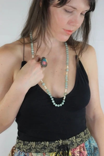 1980s Jade Pearl 14k Gold Strand Necklace Selected By Moons + Junes Vintage