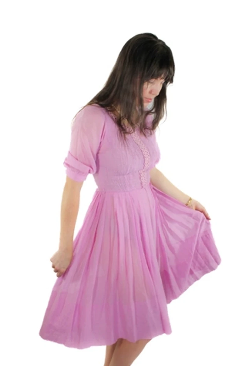 1940s Pastel Pink Midi Dress Selected By Moons + Junes Vintage