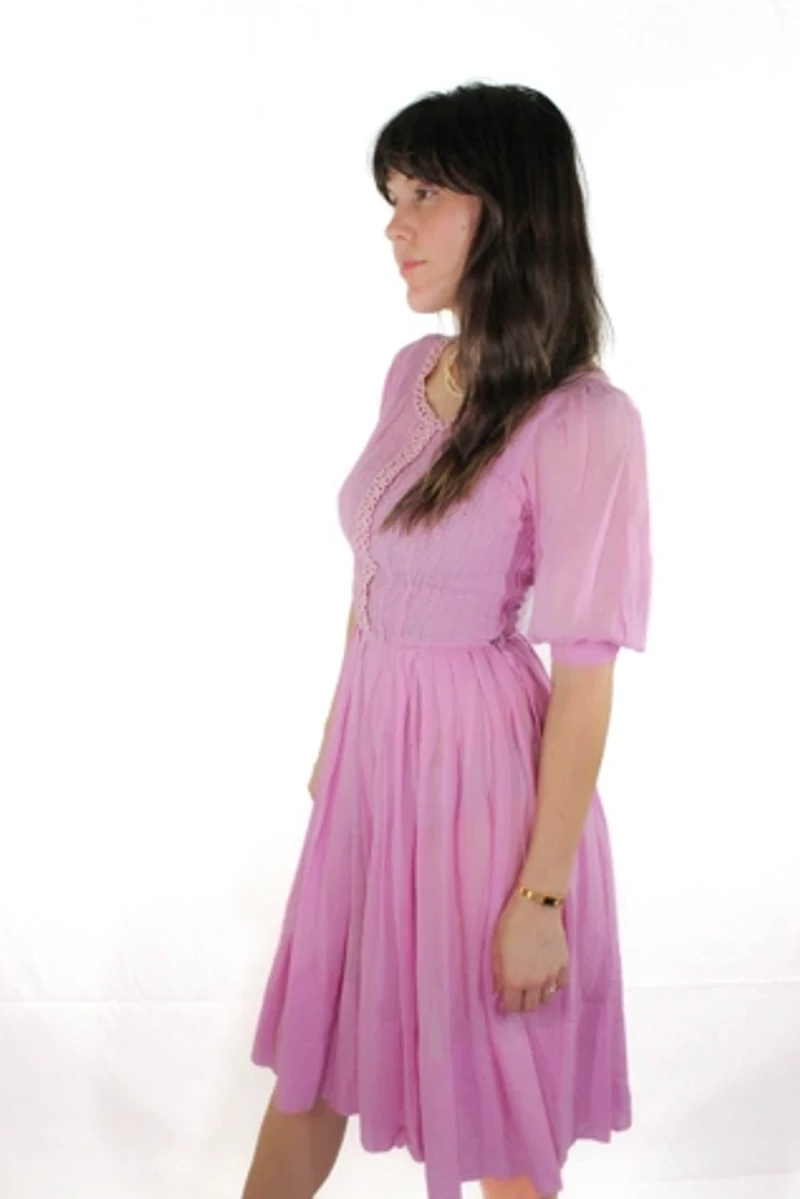 1940s Pastel Pink Midi Dress Selected By Moons + Junes Vintage