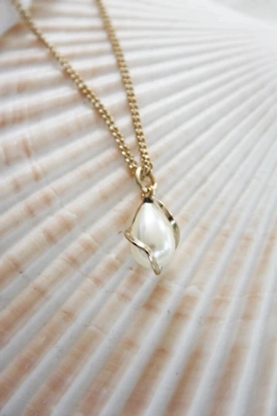 Vintage Gold Caged Pearl Drop Necklace Selected By Moons + Junes Vintage