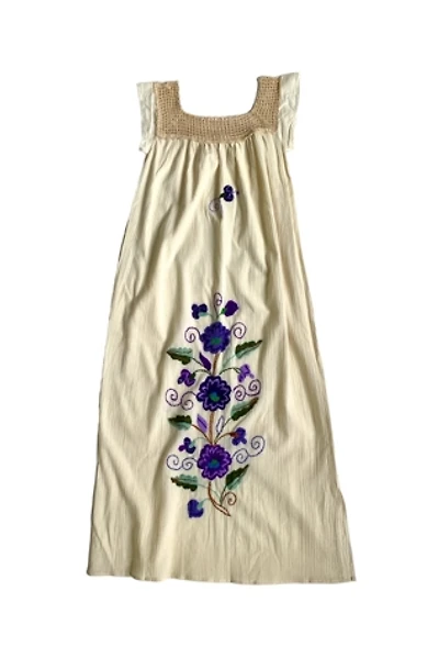 Vintage 1960s Embroidered & Crochet Maxi Dress Selected by SharpLilTeeth