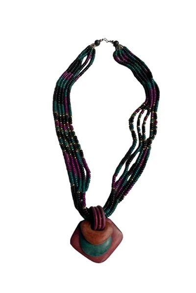 Vintage 1990s Wooden Pendant Necklace Selected by SharpLilTeeth