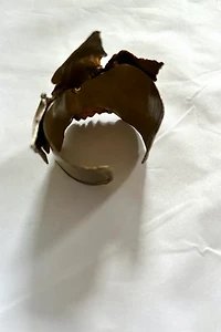 1980s Brutalist Mixed Metal Leaf Cuff Selected by Cherry