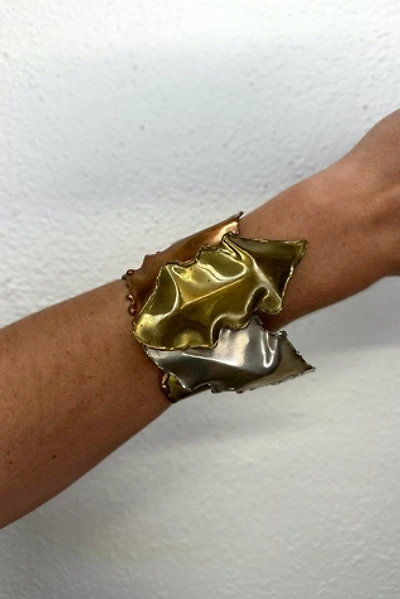 1980s Brutalist Mixed Metal Leaf Cuff Selected by Cherry