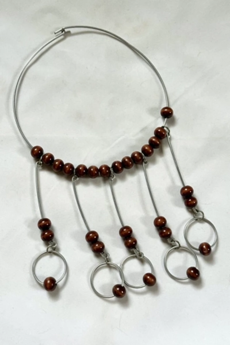 1960s Aluminum Choker with Wood Beads Selected by Cherry