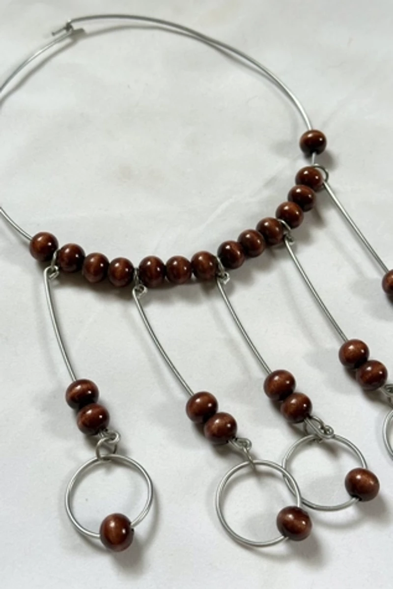 1960s Aluminum Choker with Wood Beads Selected by Cherry