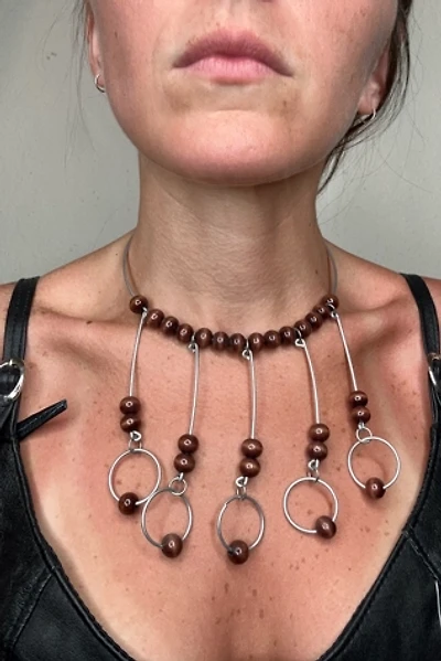 1960s Aluminum Choker with Wood Beads Selected by Cherry