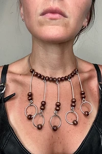 1960s Aluminum Choker with Wood Beads Selected by Cherry