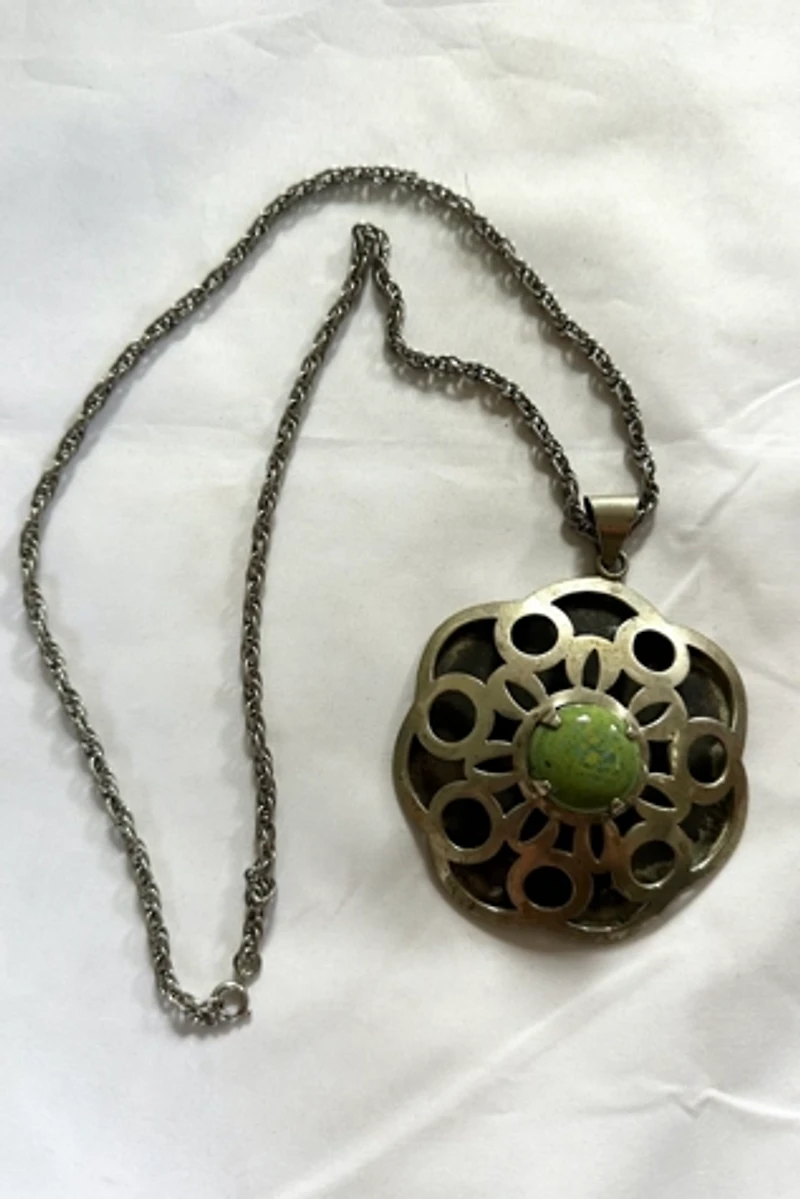 1960s Necklace with Silver and Stone Pendant Selected by Cherry