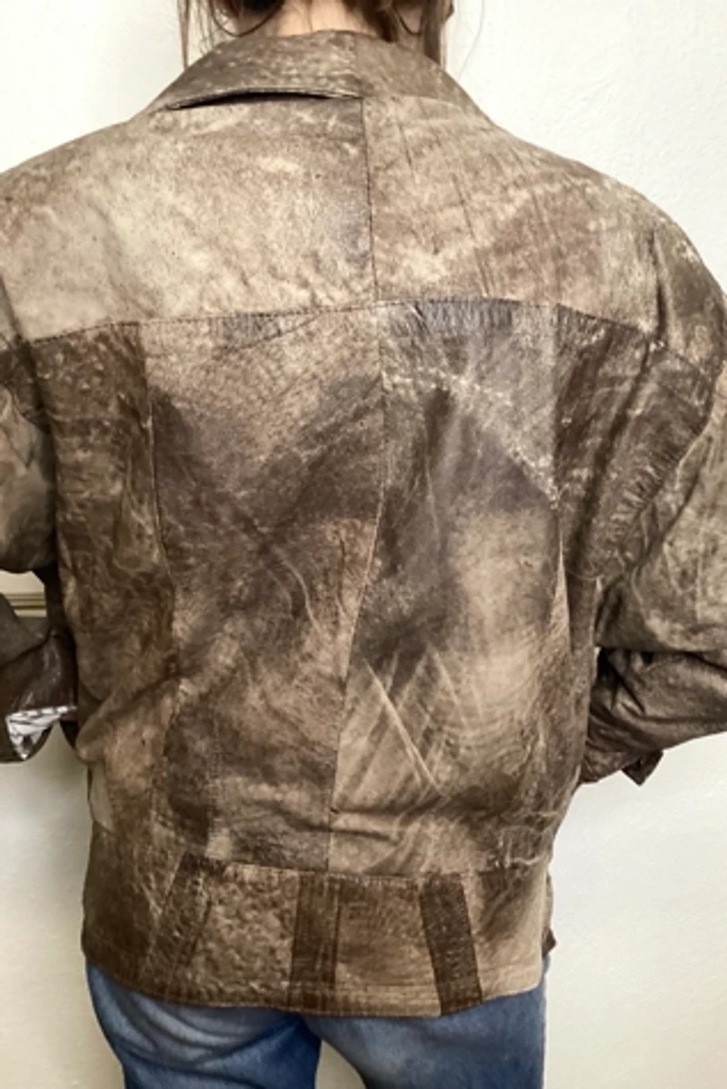 1980s Treated Brown Leather Jacket Selected by Cherry