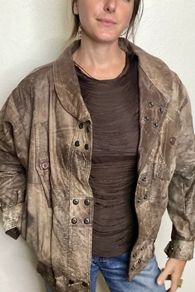1980s Treated Brown Leather Jacket Selected by Cherry