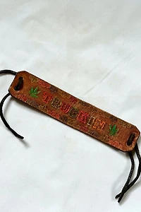 1970s Embossed and Painted "Truckin'" Leather Cuff Selected by Cherry