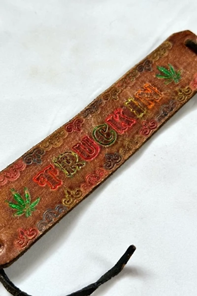 1970s Embossed and Painted "Truckin'" Leather Cuff Selected by Cherry