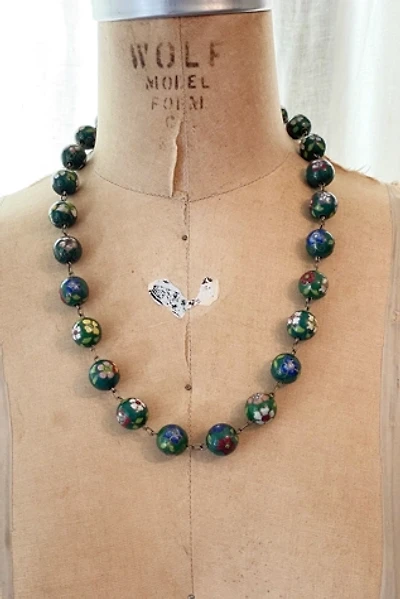 Vintage Mid Century Cloisonne Bead Necklace Selected by FernMercantile