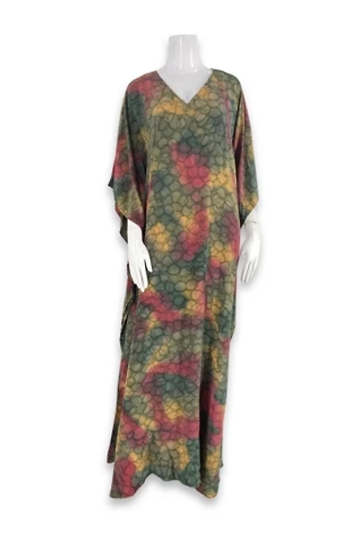 1980s Watercolor Silk Free Size Caftan Dress Selected By Ritual Vintage