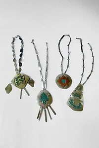 Giant 70s Brutalist Mixed Metal Turquoise Statement Necklace Selected by MARMALADE