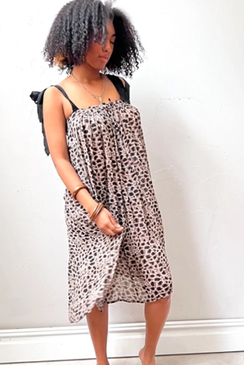 Anna Corinna Sheer Cheetah Romper Dress