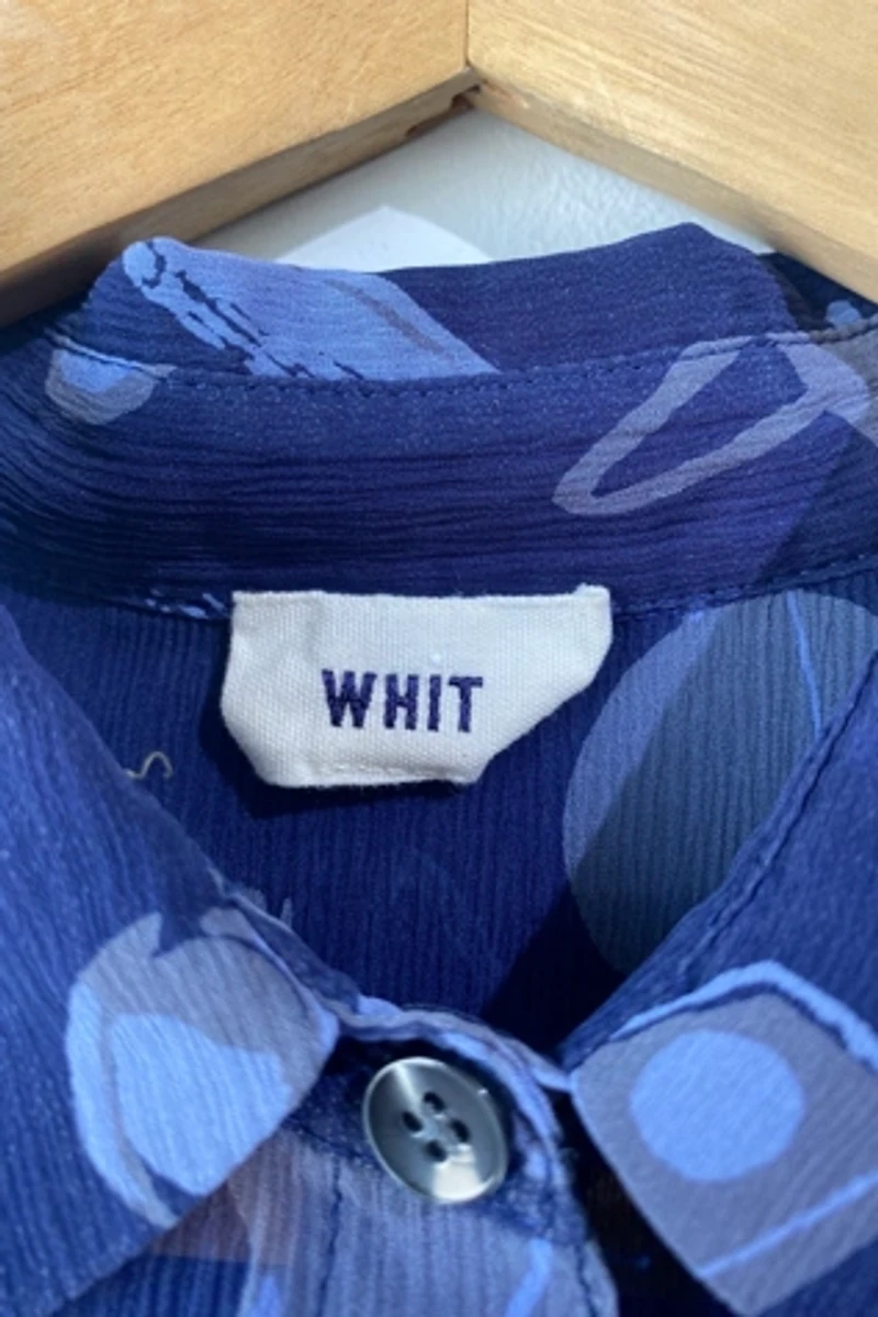 Whit Blue Planets Silk Shirt Selected by The Curatorial Dept.